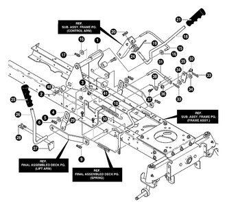 Mower Suspension Assembly Diagram and Parts List for 40379X88-(VRO4016HRX)  Briggs and Stratton Lawn Tractor